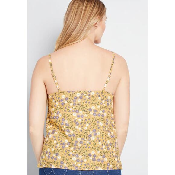 Modcloth Spruced Up Summer Sleeveless Top Yellow Floral Women's Size Medium - Picture 9 of 9